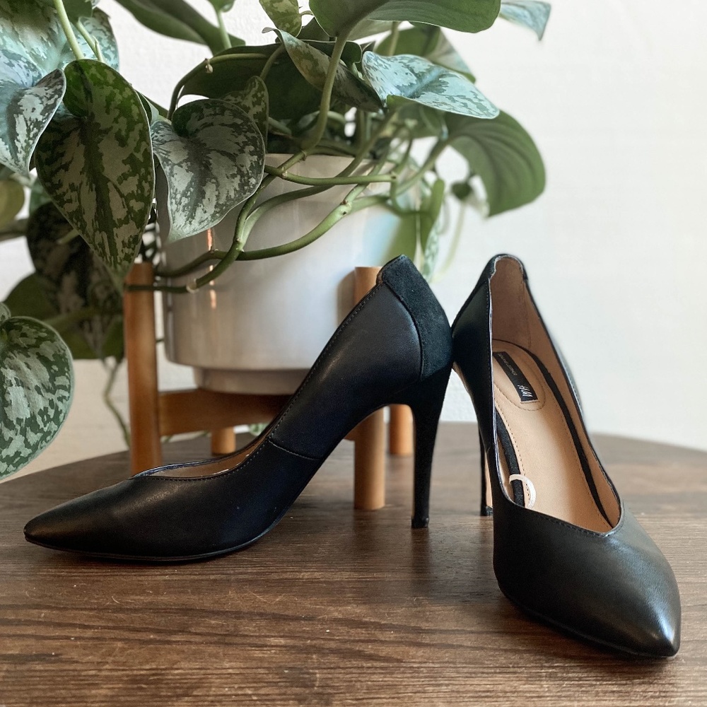 HM Black Leather Heels